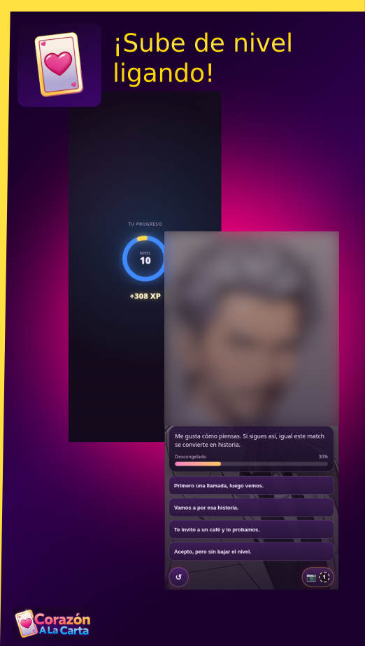 [9:16] Corazón A La Carta promo 3 art + Sin stamina vibes cosy chill lectura vn + Violeta rosa dorado pastel + Iluminación cálida vertical retrato + Alta calidad web promo