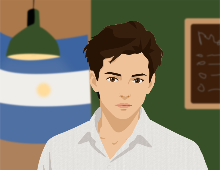 Escena de la historia con Lucas en el restaurante